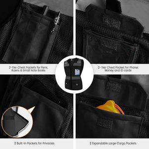 Gilet di Sicurezza Femminile Personalizzabile ad Alta Visibilità, Nero Classe 2, Regolabile, Multi-Tasca per Edilizia e Ingegneria - Product Image 5