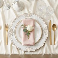 Assiettes de présentation blanches de 13 pouces, style antique, avec bordure florale perlée, en plastique, pour mariage, baby shower, anniversaire, service de table