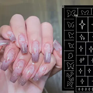 Newest Hollow Nail Decals Designer Custom Nail Stickers Art Heart Outline Cloud Strips Star Nail Stickers Manicure