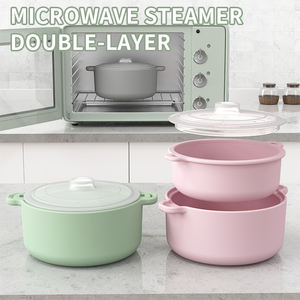 Gadgets de cocina creativos resistentes al calor de grado alimenticio, cuenco de pescado al vapor de silicona, horno <span class=keywords><strong>microondas</strong></span>, vaporizador de silicona con tapa - Product Image 3