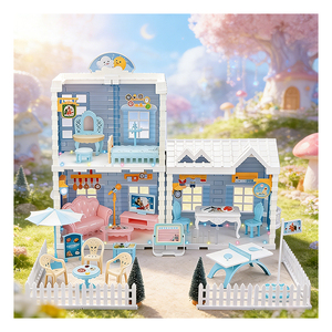 Mini Mansión de Plástico, Casa de Muñecas con Dormitorio, Cocina, Baño, Balcón y Muebles, Regalo para Niños, Diversión Familiar - Product Image 4