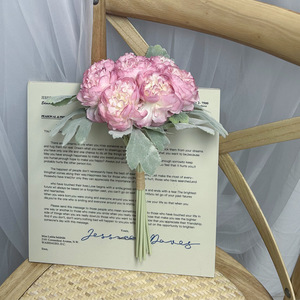 Luli Flocked Peony Artificial Flower High Simulation Silk Flower Nordic Style Home Decor <b>Wedding</b> <b>Props</b> - Product Image 4