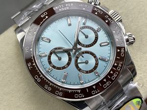 Montre mécanique de luxe de qualité supérieure, étanche, 40 mm, UFO Factory, acier 904L, mouvement 4131, 126506 Chrono, montre en diamant bleu glacé - Product Image 2