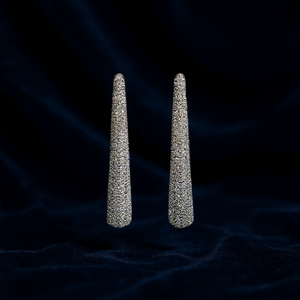 Orecchini Pendenti a Piramide in Oro Bianco E4227 con Cristalli e Strass, Gioielli di Lusso da Donna per Feste - Product Image 2