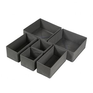 Basic Cloth Drawer <b>Storage</b> Organizer <b>Box</b> Set of 6 Gray Closet Drawer Organizer Clothing Drawer Divider <b>Storage</b> <b>Box</b> for Underwear - Product Image 1