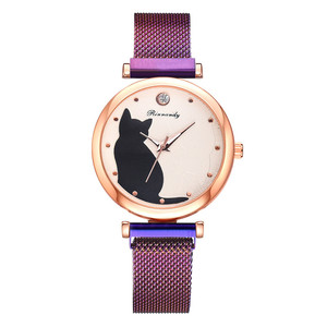 <span class=keywords><strong>Montre</strong></span> pour <span class=keywords><strong>femme</strong></span> WJ-9534 avec diamant et quartz Design de motifs de chat mignon <span class=keywords><strong>Montre</strong></span>-<span class=keywords><strong>bracelet</strong></span> en maille d'alliage pour <span class=keywords><strong>femme</strong></span> avec boucle magnétique - Product Image 1