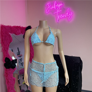 Traje de Baño <span class=keywords><strong>con</strong></span> <span class=keywords><strong>Falda</strong></span> de Playa 2026, Conjunto de Bikini de 3 Piezas para Mujer, Traje de Baño de Malla, Ropa de Playa para Vacaciones de Verano - Product Image 4
