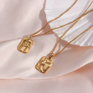 Artistic Abstract Face Hug Kiss Necklace Stainless Steel 18K Gold Plated Necklace