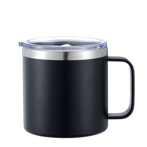 Tasses à café personnalisées avec logo, 12 oz, avec poignée, gobelet isotherme à double paroi, bouteilles d'eau noires avec revêtement en poudre pour le camping - Product Image 5