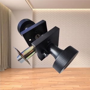 Ensemble de boutons de verrouillage de poignée intérieure robuste moderne carré privé entrée factice noir mat rosette moletée levier de porte - Product Image 6