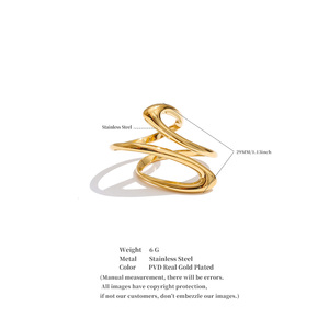 Jinyow 2364 minimalista impermeabile oro placcato in acciaio inox a spirale anello di <span class=keywords><strong>Design</strong></span> per gioielli da donna per abbigliamento da festa - Product Image 6