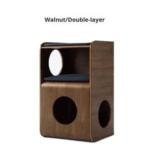 Tavolino da Caffè con Letto per Gatti di Lusso, Tavolo Comodino in Legno Massello per Tutte le Stagioni, Arredamento per Soggiorno per Umani e Animali - Product Image 4