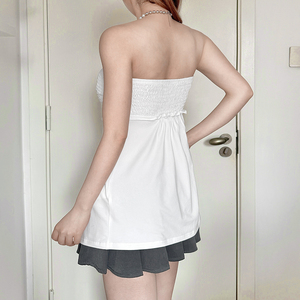 Top Corset Vintage Y2K, Transpirable, Tejido, Floral, con Hombros Descubiertos, Espalda Fruncida y Lazos Delanteros - Product Image 6