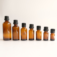 Bouteille en verre ambré pour huile essentielle de 15 ml, 20 ml, 30 ml, 50 ml, 100 ml avec bouchon en plastique anti-effraction