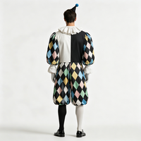 Costume de Clown Harlequin Pierrot Coloré pour Hommes, Motif Pique et Diamant, en Polyester, Style Années 70, Vintage, pour Adultes, Halloween, Cirque