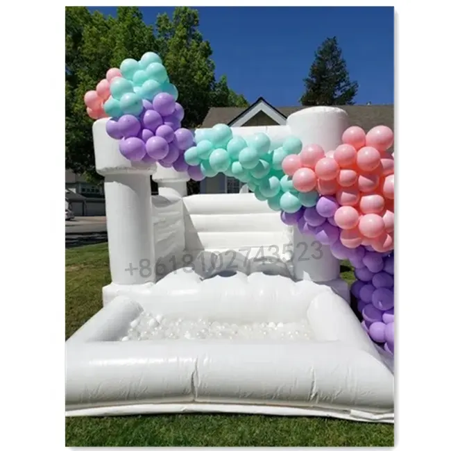 Château gonflable de luxe en blanc pour bébés, maison à rebond gonflable de luxe, avec jeux de boules, jeu souple, pour enfants en bas âge, nouvelle collection