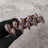 Faux ongles à presser style féerique blanc laiteux les mieux notés avec paillettes étoiles colorées, longs ongles stiletto griffes de dragon pour femmes 2026