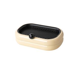 Jabonera ovalada Hongyu beige y morada de doble capa con drenaje, soporte de plástico para jabón para artículos de baño. - Product Image 2