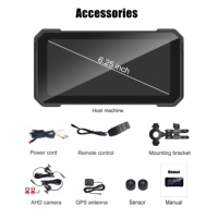 Étanche 6,25 Pouces Détection d'Angle Mort BSD Double Enregistreur 4K avec Mises à Jour OTA pour Moto Carplay Android Auto DVR Surveillance TPMS et Suivi GPS