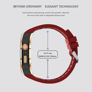 Bracelet en caoutchouc de qualité supérieure avec boîtier en métal pour <span class=keywords><strong>Apple</strong></span> <span class=keywords><strong>Watch</strong></span> Band 44mm 45mm Kit de modification bricolage pour IWatch Series 8 <span class=keywords><strong>7</strong></span> SE 6 5 4 - Product Image 5