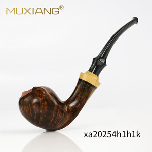 Muxiang Tobacco Pipe Bent Type Handcrafted Wood With Boxwood Rings For Smoking - Product Image 5