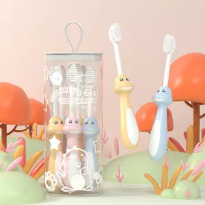 ओम नरम बच्चों के टूथब्रश बच्चों को प्यारा बेबी कार्टून डायनासोर का हैंडल सफेद करने वाला टूथब्रश
