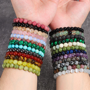 Bracelet ajustable multi-matériaux en perles rondes naturelles de 6 mm, 8 mm, 10 mm, pierres précieuses de guérison, cristal pour femme – Ventes Flash - Product Image 5