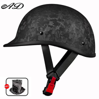 Casques de moto rétro en fibre de carbone personnalisés en gros avec doublure confortable, casques de motocross protecteurs demi-visage