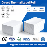 Rouleaux d'étiquettes d'expédition thermiques recyclables 4x6, autocollants adhésifs pour imprimante logistique d'entrepôt