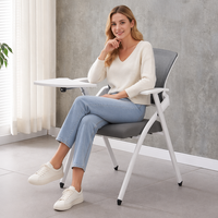 Chaise de formation pliante de haute qualité pour salle de réunion, avec cadre métallique à dossier bas et pieds fixes, en maille, pour bureau et formation