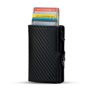 Casekey RFID Blocking Carbon Fiber Minimalist Automatic Pop up Card <b>Wallet</b> Holder <b>Metal</b> Mens Auto-Eject <b>Wallet</b> With Money Clip - Product Image 1