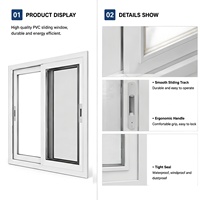 Ventanas Corredizas de PVC con Diseño Norteamericano de Última Generación, Ventanas Corredizas de Vidrio de Plástico UPVC, Tamaño Personalizado al por Mayor
