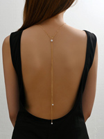 Chaîne de corps tendance unisexe en plaqué or avec perles style punk pour femme, idéale pour les fêtes