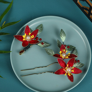 Nuevo accesorio para el cabello Hanfu, estilo Tang original, versátil, simple, elegante, de alta gama, con perlas, retro, estrella roja de cinco puntas y flor. - Product Image 3
