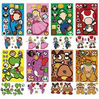 Buat Stiker Wajah 16 Lembar Paket Super Bros Buat Stiker Sendiri untuk Dekorasi Pesta Anak-Anak Remaja