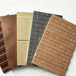Panneau sandwich en PU sculpté en métal imperméable et résistant au feu <span class=keywords><strong>de</strong></span> 16-25 mm pour la construction <span class=keywords><strong>de</strong></span> maisons préfabriquées, murs intérieurs et extérieurs - Product Image 1