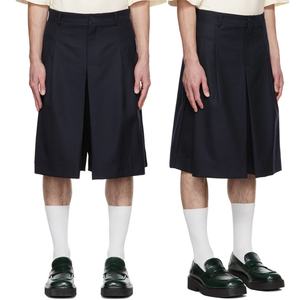 Fashion Solid Loose Fit Belt Loops <b>Zip</b> Fly Pleats <b>Shorts</b> Custom Street Wear <b>Shorts</b> for <b>Men</b> - Product Image 1