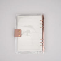 Carnet transparent souple AP à 6 anneaux, reliure en cuir avec anneaux métalliques, classeur à feuilles mobiles transparent en PVC A5 avec papier