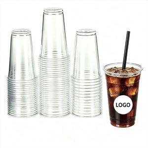 Gobelets jetables transparents en PET recyclé personnalisables en gros, 360 ml-1000 ml, pour café glacé avec couvercle, OEM/ODM disponible - Product Image 2