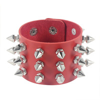 Bracelet en cuir PU durable style punk tendance pour jeunes, avec rivets multiples et pointus, service OEM, style distinctif
