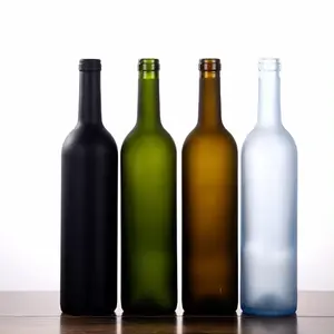 Şeffaf şeffaf şarap şişesi s 750 Ml 700ml 500ml 10000ml boş Amber şarap şişesi yeşil buzlu bordo cam şarap şişesi s