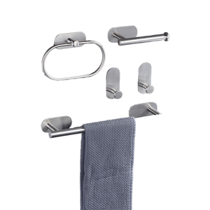 Ensemble d'accessoires de salle de bain en acier inoxydable de haute qualité, 4 pièces, comprenant une barre porte-serviettes, un porte-papier toilette, un anneau porte-serviettes et un crochet porte-peignoir - Product Image 1