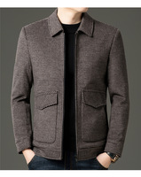 Veste d'hiver décontractée pour homme en toile de laine à carreaux de haute qualité, avec fermeture éclair, logo frontal, capuche, coupe-vent, style business