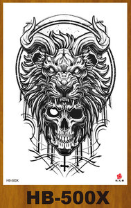 Venta al por mayor colorido tigre león banjo muerte calavera CMYK impresión tatuaje pegatinas transferencia de agua impermeable tatuaje temporal para hombres - Product Image 2