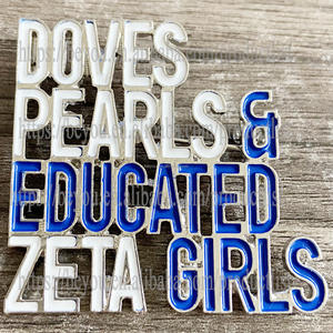 Gran tamaño plata dos capas Zeta Phi Beta símbolo organización Sigma Kapp Zeta perla solapa Pin broche joyería regalo - Product Image 5