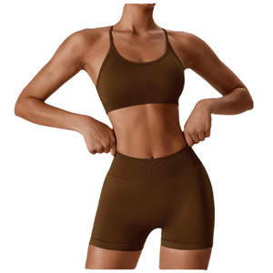 Vêtements de sport pour femmes, bretelles spaghetti, taille haute, col rond, découpe au dos, extensible, respirant, séchage rapide, yoga, gym, fitness, entraînement - Product Image 1