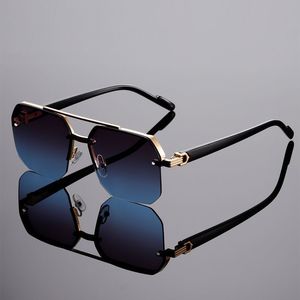 Nouvelles Lunettes de Soleil Carrées Sans Monture de Luxe en Métal à Coupe Diamantée UV400 Haute Performance 2026 pour Unisexe avec Verres PC - Product Image 5