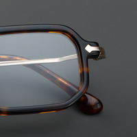 2024 plus récent lunettes personnalisées haut de gamme petit cadre acétate métal carré Prescription hommes montures de lunettes optiques