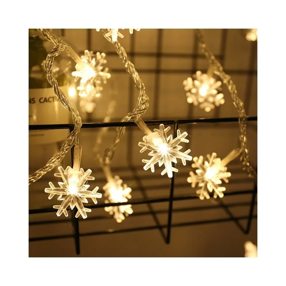 Accu Aangedreven Vakantie Feest Led Decoratie Licht Lichtslingers Indoor Buiten 9ft 20/80/100 Leds Sneeuwvlok Kerstverlichting