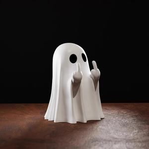Simpatici Ornamenti Creativi a Forma di Fantasma di Halloween in Resina con Gesto Divertente del Dito Medio, Piccole Decorazioni da Scrivania - Product Image 6